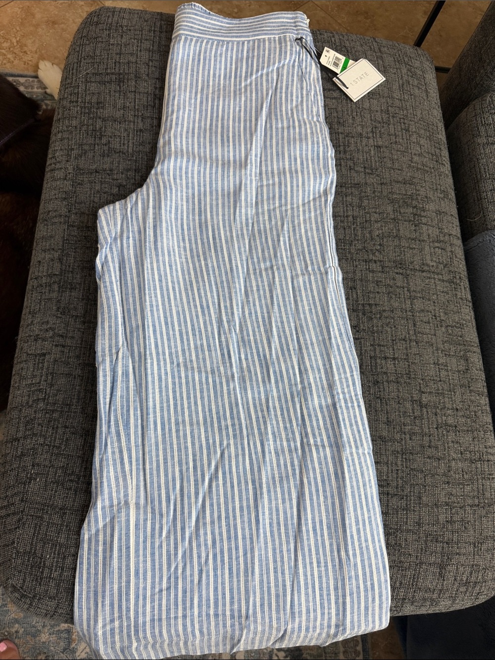 1. State Blue and White Striped Wide Leg Pants